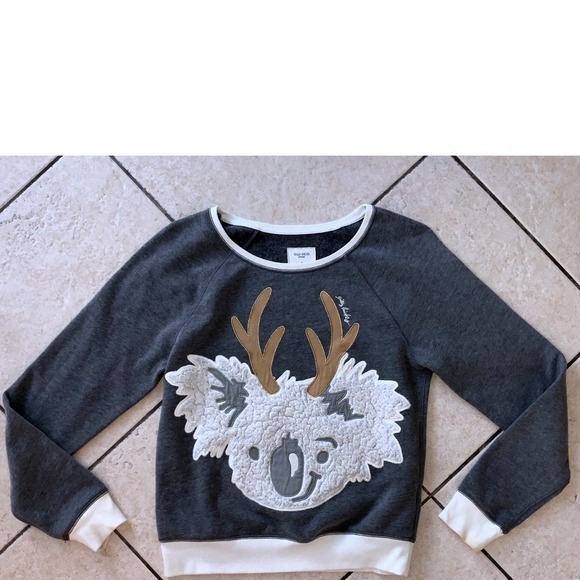 Gilly Hicks Sydney Tops - Gilly Hicks Sydney Koala Antler Graphic Crewneck Sweatshirt Charcoal Gray Size S